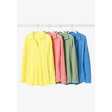 Woman Within Plus Size Relaxed Waffle-Thermal Tunic