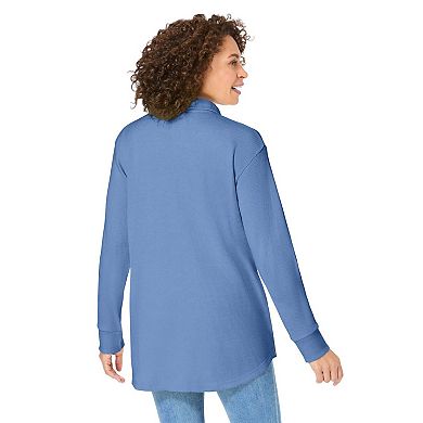 Woman Within Plus Size Relaxed Waffle-Thermal Tunic