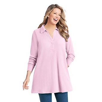 Woman Within Plus Size Relaxed Waffle-Thermal Tunic