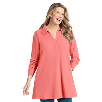 Woman Within Plus Size Relaxed Waffle-Thermal Tunic