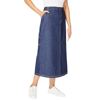 Woman Within Plus Size Carpenter Denim Skirt