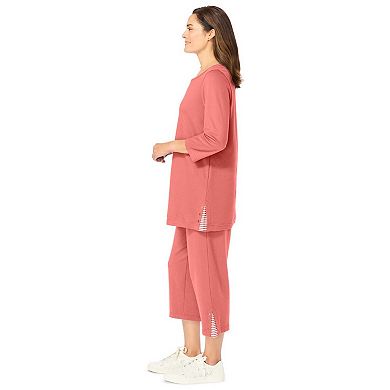 Woman Within Plus Size 2-Piece Striped French Terry Set