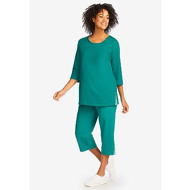 Woman Within Plus Size 2-Piece Striped French Terry Set
