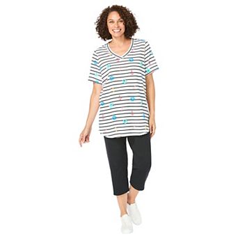 Woman Within Plus Size Two-Piece V-Neck Tunic & Capri Set