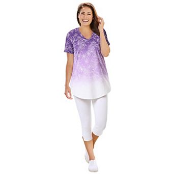 Woman Within Plus Size Two-Piece V-Neck Tunic & Capri Set