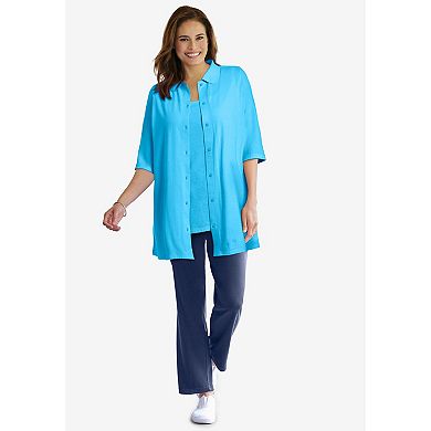 Woman Within Plus Size Knit Shirt With Free Tank