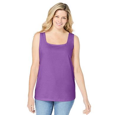 Woman Within Plus Size Knit Shirt With Free Tank
