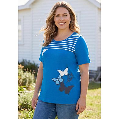 Woman Within Plus Size Graphic Print Scoop Neck Tunic