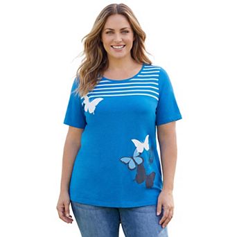 Woman Within Plus Size Graphic Print Scoop Neck Tunic