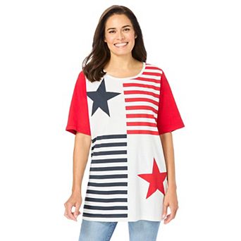 Woman Within Plus Size Graphic Print Scoop Neck Tunic