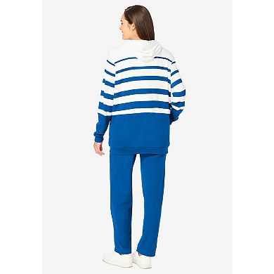 Woman Within Plus Size Striped Full Zip Jacket Set