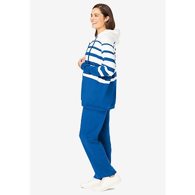 Woman Within Plus Size Striped Full Zip Jacket Set