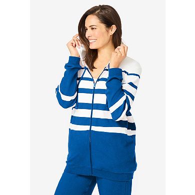 Woman Within Plus Size Striped Full Zip Jacket Set