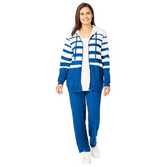 Woman Within Plus Size Striped Full Zip Jacket Set