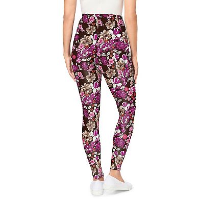Woman Within Plus Size Petite Stretch-Cotton Knit Pull-On Printed Pocket Leggings
