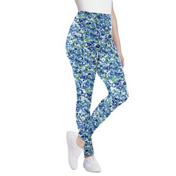 Woman Within Plus Size Petite Stretch-Cotton Knit Pull-On Printed Pocket Leggings