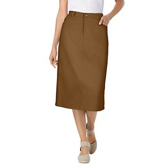 Woman Within Plus Size Petite Stretch Denim Five-Pocket Jeans Skirt