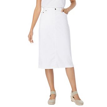 Woman Within Plus Size Petite Stretch Denim Five-Pocket Jeans Skirt