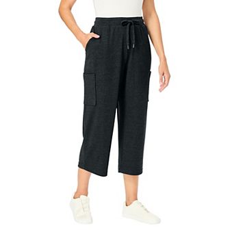 Woman Within Plus Size Petite Knit Cargo Capri