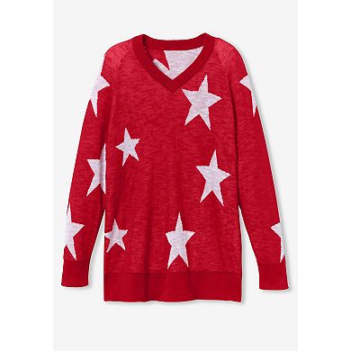 Woman Within Plus Size Cotton Lightweight Pullover