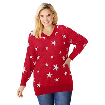 Woman Within Plus Size Cotton Lightweight Pullover