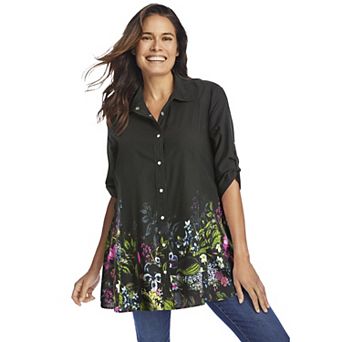 Woman Within Plus Size Snap Swing Pocket Tunic