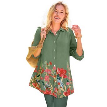 Woman Within Plus Size Snap Swing Pocket Tunic