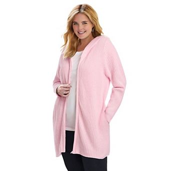 Woman Within Plus Size Hoodie Shaker Cardigan