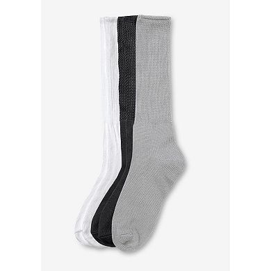 Comfort Choice Women's Plus Size Diabetic Ultra Plush Crew Socks 3-Pack