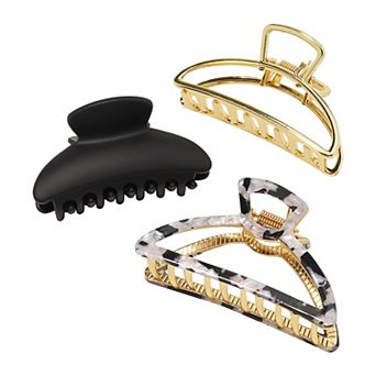 Emberly 3 pk Metal Matte Cutout Claw Clip Set