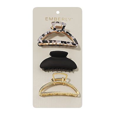 Emberly 3-pk. Metal Matte Cutout Claw Clip Set