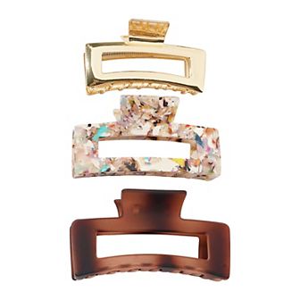 Emberly 3 pk Cut Out Rectangle Claw Clips