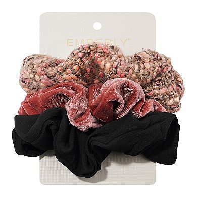 Emberly 3-Pk. Textured Scrunchie Set