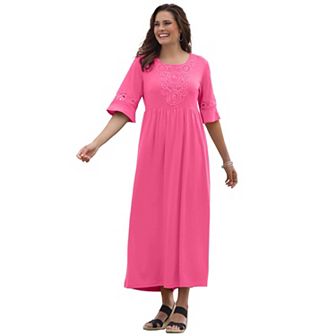 Woman Within Plus Size Crochet Trim Empire Knit Dress