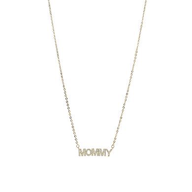 Danecraft Gold Tone Cubic Zirconia "Mommy" Necklace & Stud Earrings Set