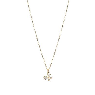 Danecraft Gold Tone Butterfly Necklace & Stud Earrings Set