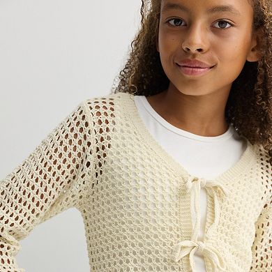 Girls 7-16 Speechless 2-pc. Tie Front Crochet Cardigan & Tank Top Set