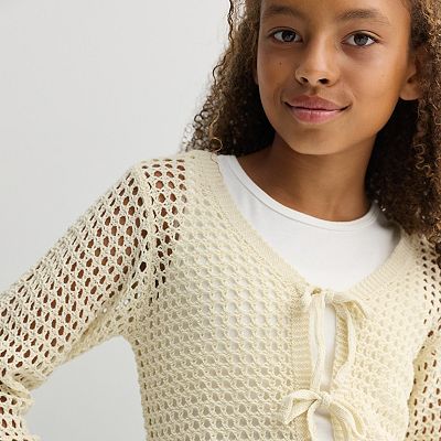Girls 7-16 Speechless 2-pc. Tie Front Crochet Cardigan & Tank Top Set