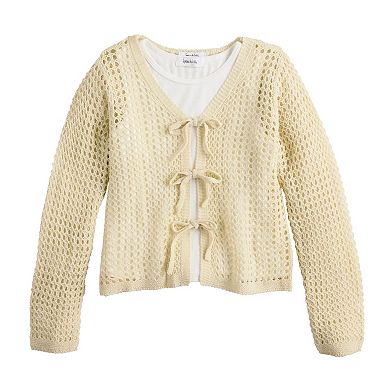 Girls 7-16 Speechless 2-pc. Tie Front Crochet Cardigan & Tank Top Set