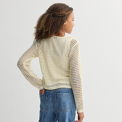 Girls 7-16 Speechless 2-pc. Tie Front Crochet Cardigan & Tank Top Set