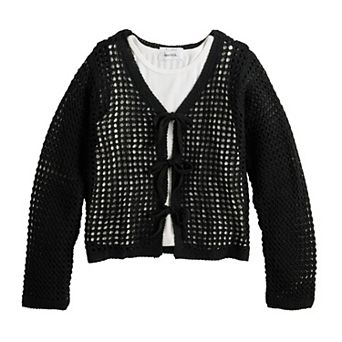 Girls 7-16 Speechless 2 pc Tie Front Crochet Cardigan & Tank Top Set