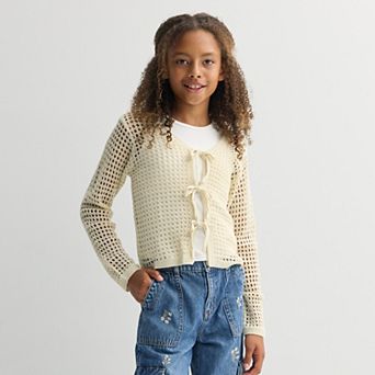 Girls 7-16 Speechless 2 pc Tie Front Crochet Cardigan & Tank Top Set
