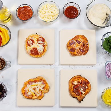 Old Stone Cordierite Square Pizza Stone 4 Piece Set