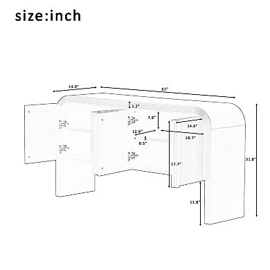 Merax Striped Storage Cabinet With Doors