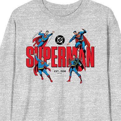 Men's Superman Kal-El Poses 90th Anniversary Long Sleeve Tee