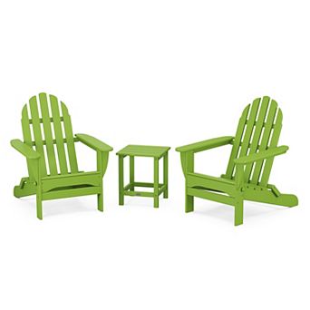 POLYWOOD Classic Folding Adirondack 3 pc Set with Long Island 18" Side Table