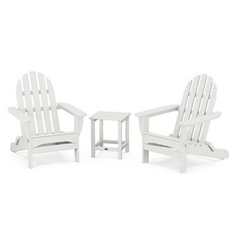 POLYWOOD Classic Folding Adirondack 3 pc Set with Long Island 18" Side Table