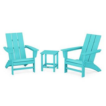 POLYWOOD Modern Adirondack Chairs and Long Island Side Table 3 pc Set