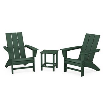 POLYWOOD Modern Adirondack Chairs and Long Island Side Table 3 pc Set