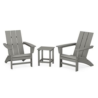 POLYWOOD Modern Adirondack Chairs and Long Island Side Table 3 pc Set